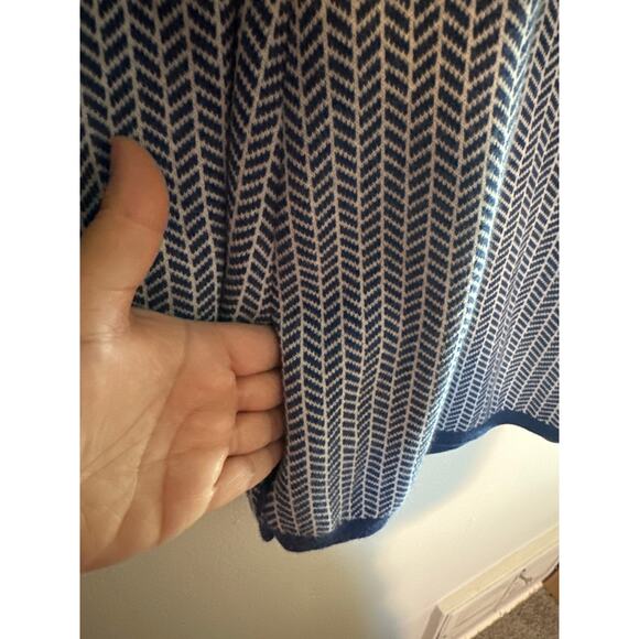 Title Nine Barra Tunic Sweater Medium Blue Herringbone Merino Wool Zip Pocket - Picture 7 of 7